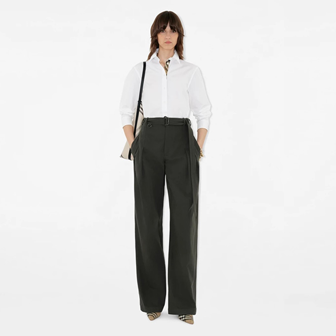 burberry check trim cotton poplin women long sleeve shirt